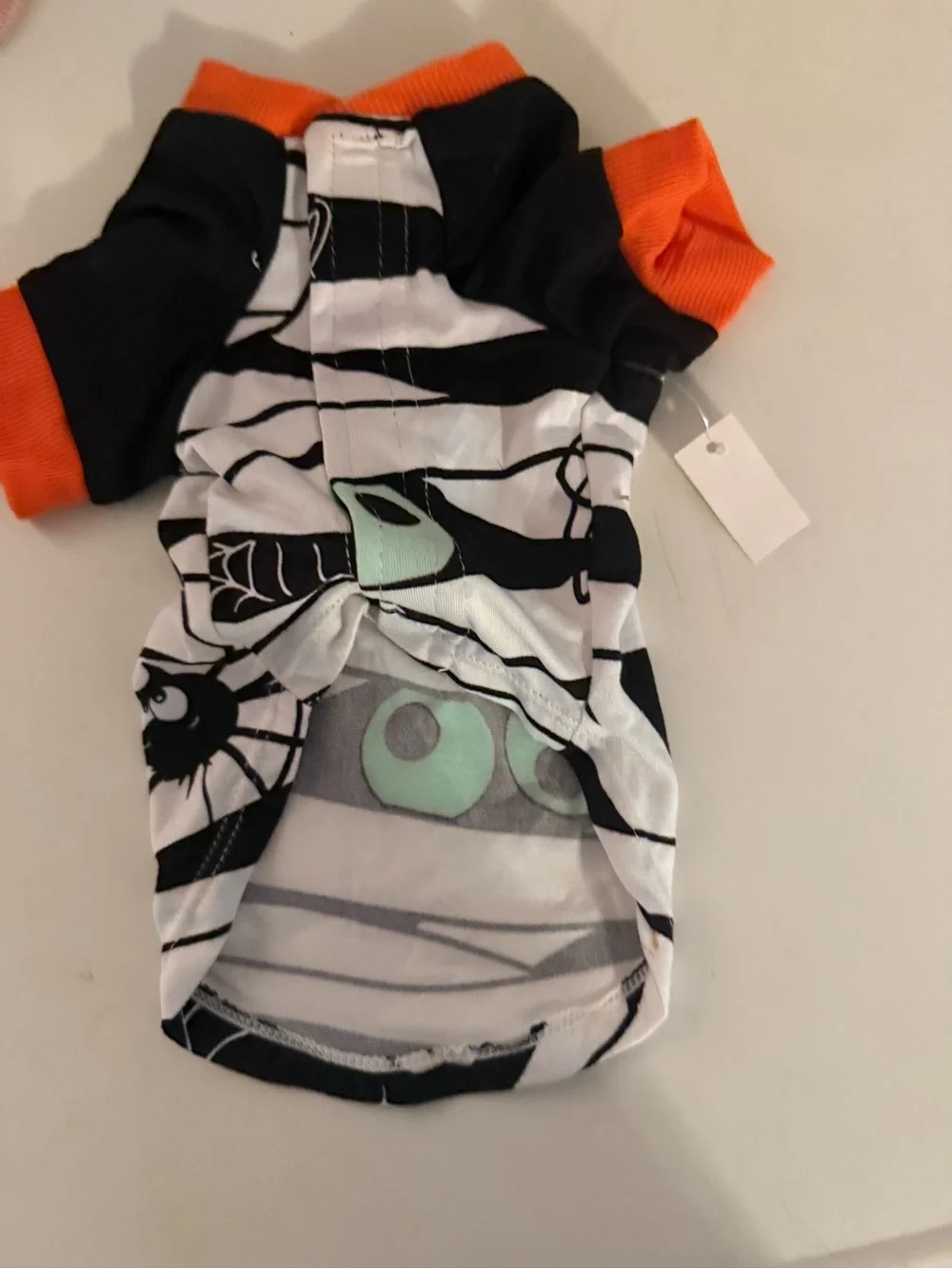 Mummy Stripe Dog Tee in Black, White & Orange